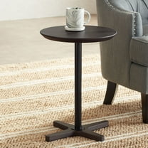 BenchMaster Bailey Modern Minimalist Slate Round Standing Pedestal Table 15" Wide Black for Spaces Living Room Bedroom Bedside Entryway