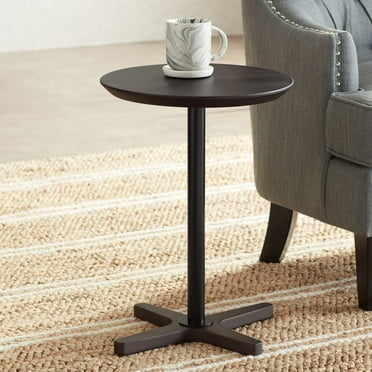 BenchMaster Bailey Modern Minimalist Slate Round Standing Pedestal Table 15" Wide Black for Spaces Living Room Bedroom Bedside Entryway