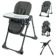 thumbnail image 1 of Gymax Chaise Haute pour Bébé avec 7 Hauteurs et 3 Repose-Pieds, Porte-Gobelet Réglable, 2 Roues, Gris, 1 of 10