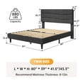 thumbnail image 4 of EnHomee Twin Bed Frame with Adjustable Headboard Upholstered Twin Size Bed Frame with Charge Station & Storage, Gray, No Box Spring Needed, Noise Free, 4 of 9