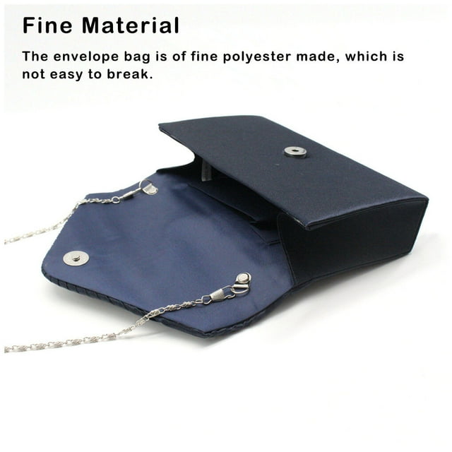 pitrice Women Envelope Bag Rectangular Hasp Rhinestone Stylish Fashionable Business Party Bridal Handbag Birthday Gift Dark Blue
