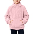 thumbnail image 4 of Fancifize Half Zip Sherpa Fleece Sweatshirts for Boys Girls, Mock Neck Fuzzy Warm Pullover Tops with Pockets, 3-14 Years, 4 of 6