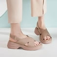 thumbnail image 6 of YangJinLian Women Platform Sandals,Summer Slip-On Beach Vacation Slides Ankle Strap Comfortable Breathable Walking Footwear Indoor Outdoor Shoe Khaki, 6 of 9