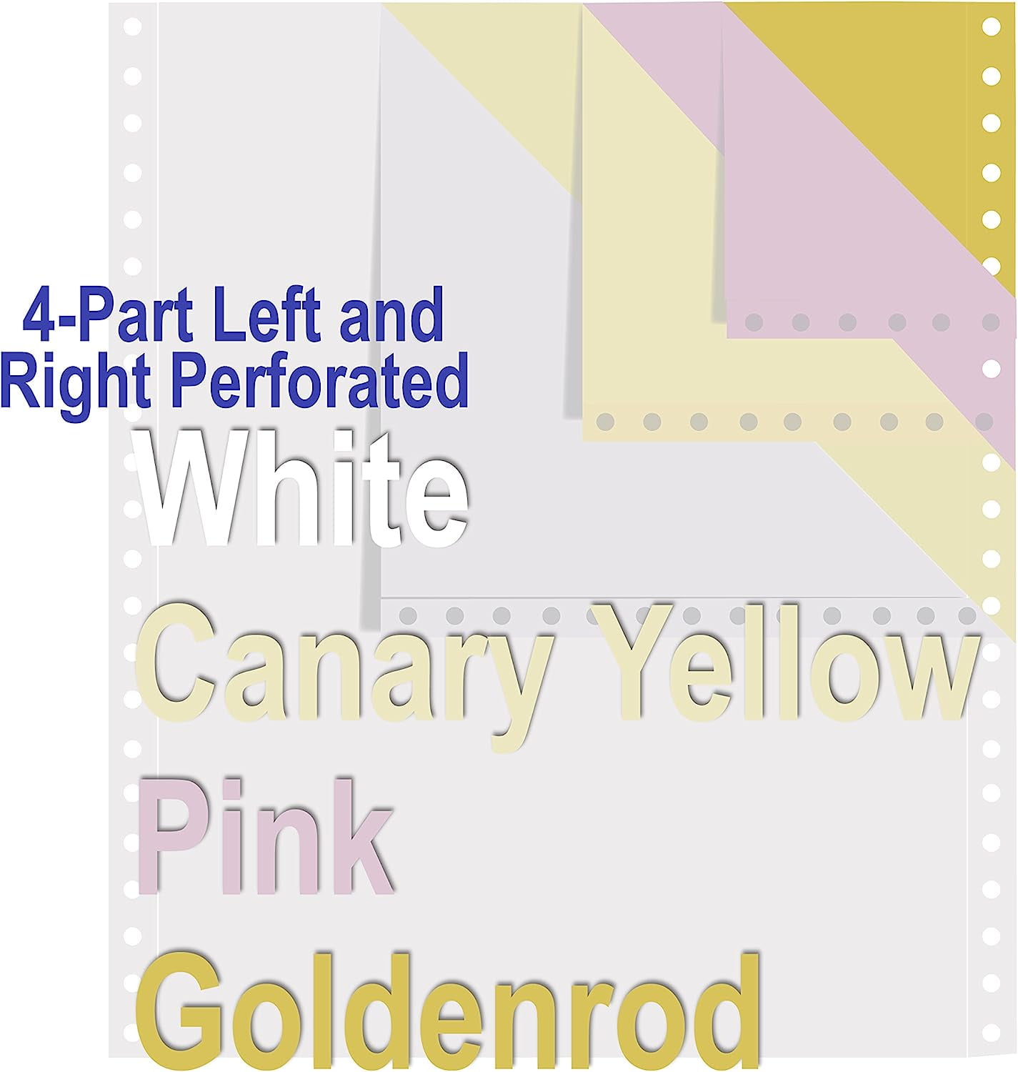 Alliance Premium Carbonless Computer Paper, 9-1/2x11" Blank L&R Perf., 4 Pt White/Canary/Pink/Goldenrod, 15lb, 900/Ctn