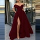 thumbnail image 4 of Vestidos de novia Prolriy para mujer, largos hasta el suelo, de gasa, estilo cóctel, estilo francés, retro, de verano, corte bajo, escote en V, corte de boda, vestidos lisos para mujer 2024, vestidos, 4 of 4