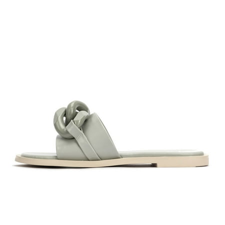 

IELGY Fashion Casual Chain Buckle Flat Low Heel Slippers Women Breathable All-match