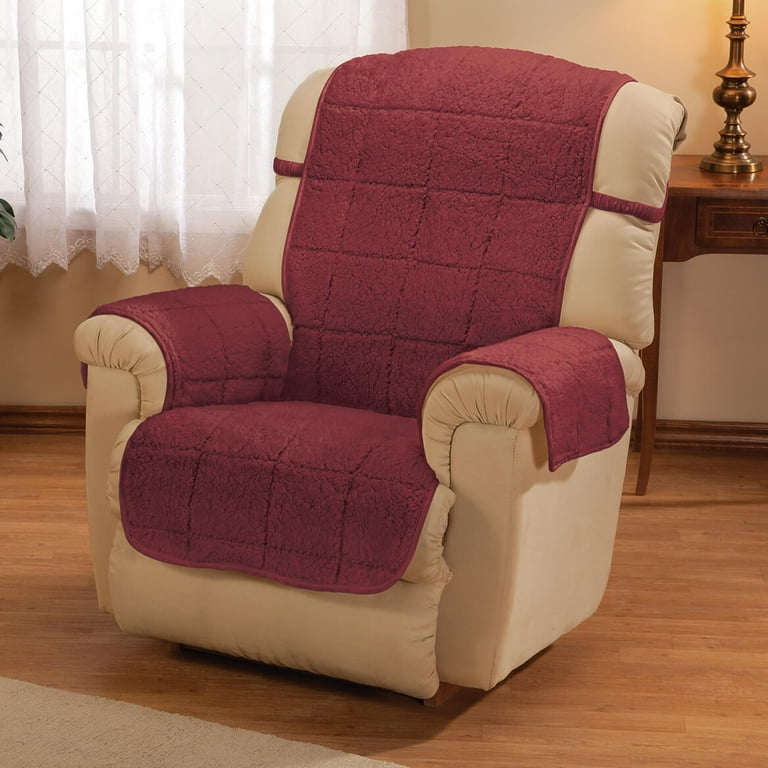 Bradley Sherpa Recliner Protector Slipcover Burgandy