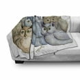 thumbnail image 3 of Owl Soft Flannel Fleece Throw Blanket, Watercolor Hand Drawn Owl Family Portrait Vintage Bohemian Wildlife Birds, Cozy Plush for Indoor and Outdoor Use, 70" x 90", Multicolor, by Ambesonne, 3 of 6
