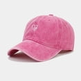 thumbnail image 2 of Peichun Unisex Vintage Washed Distressed Baseball Cap Cute Two Hearts Embroidery Adjustable Sun Hats Soft Top Breathable Sports and Leisure Couple Caps Pink One Size, 2 of 6