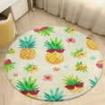 thumbnail image 4 of Lunarable Pineapple Floral Medallion Round Rug - Small Round Area Rug, Soft Non-Slip Machine Washable Bedroom Mat Indoor Accent Entry Carpet for Office Desk Dorm Hallway, 4 of 6