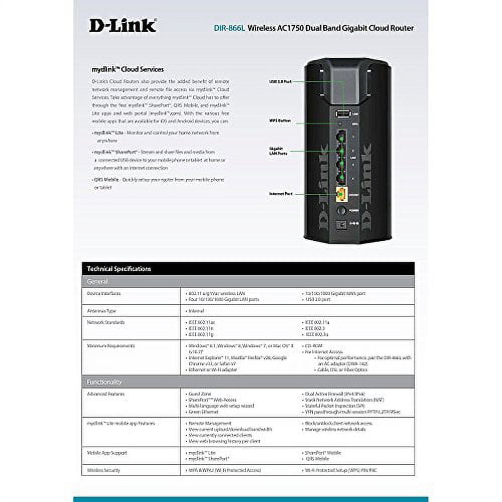 D-Link DIR-868L outlets AC1750 gigabit Cloud Rou