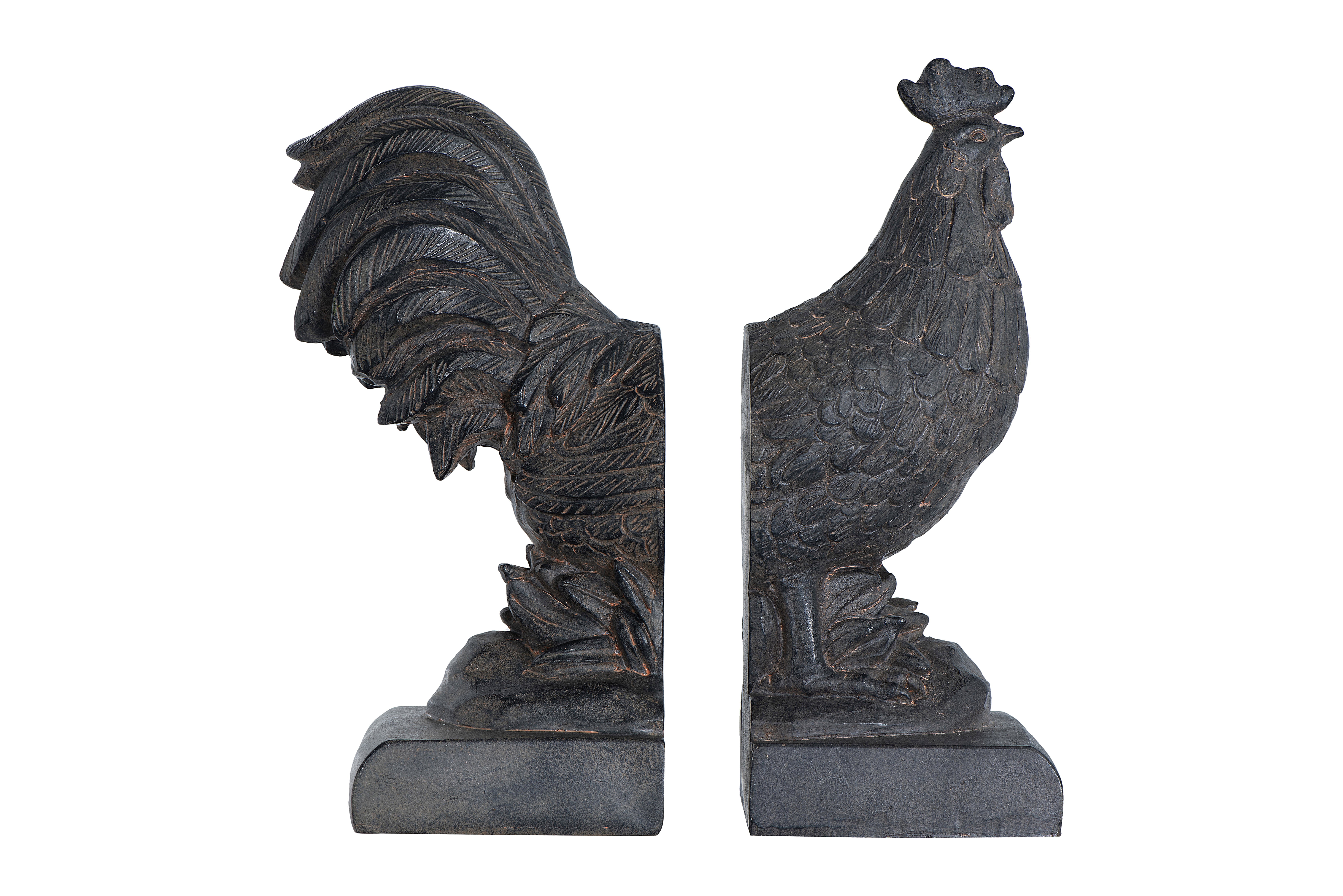 Colorful Cast Iron Painted Rooster Bookends Set 8" tall 0170-04408 