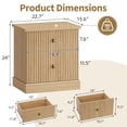 thumbnail image 3 of Kicctian Modern Fluted Nightstand,Bedside Table Small Accent Storage Cabinet with 2 Drawers,Side End Table for Bedroom,Oak Color, 3 of 8