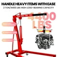 thumbnail image 3 of 2-Ton Heavy-Duty Alloy Steel Engine Hoist - 1500lbs Folding Picker Crane with 8-Ton Hydraulic Pump, 6 Casters, 6 Adjustable Positions, 61*37*57in for Workshop Use, Red, 3 of 10