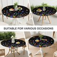 thumbnail image 7 of Black Colorful Star Butterfly Pattern Round Fitted Tablecloth with Elastic Edge,Dining Table Cover Waterproof,Outdoor Round Tablecloth for Camping,Dining,Indoor and Outdoor, 7 of 7