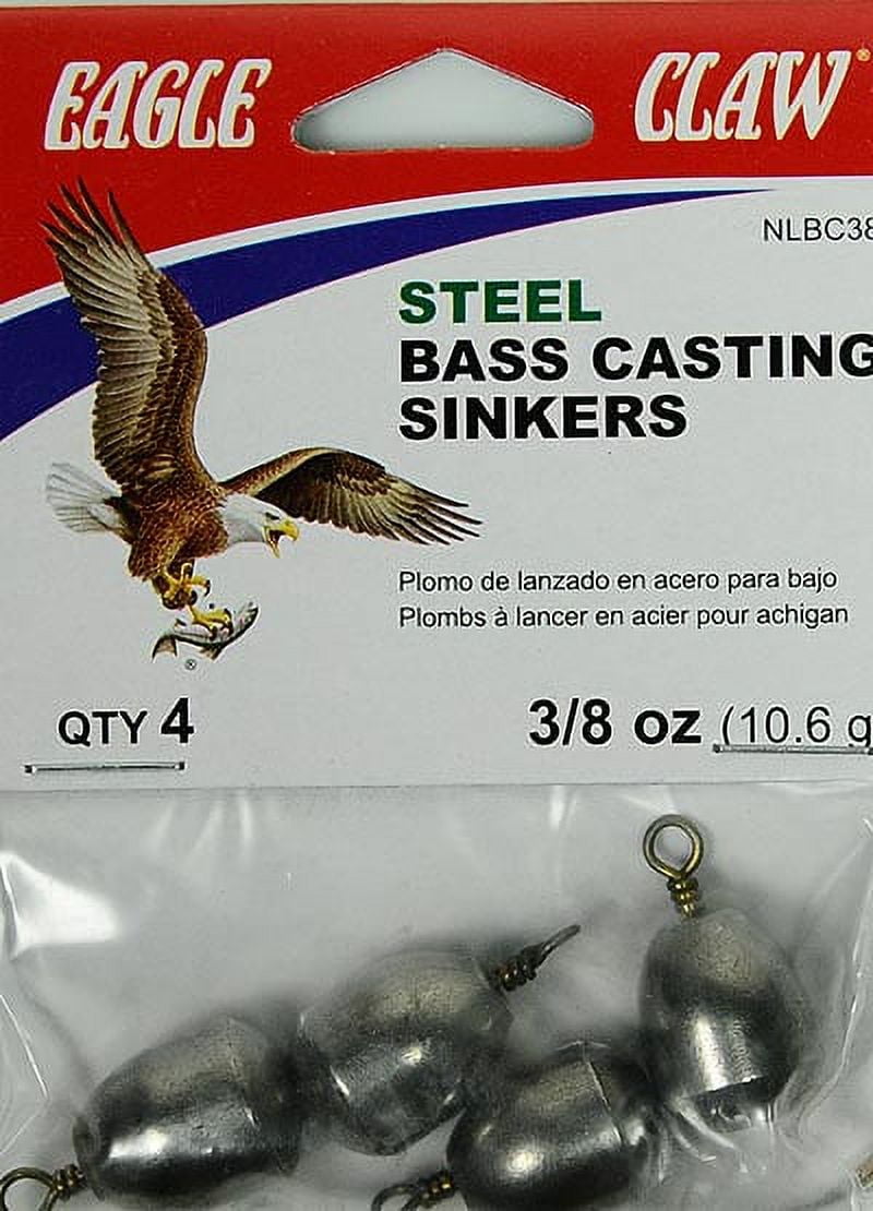 (6 pack) Eagle Claw Bass Casting Removable Split Shot, Steel