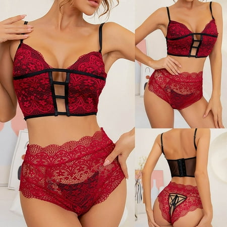

Lingerie for Women Women‘S’ Underwear Lace Underwear+ Thong 2Pcs Suit Red