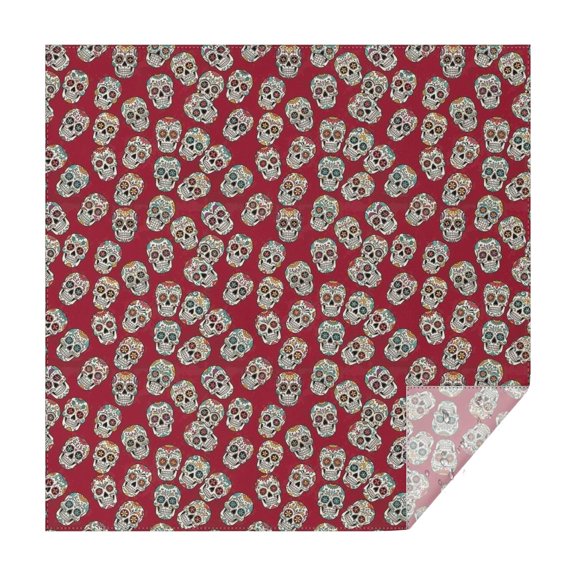 Red Skull Pattern Square Tablecloth,Waterproof Square Table Cover,Wipeable Spillproof Washable Table Cover for Home Kitchen Party Decor 42"X42"(107x107cm)