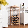thumbnail image 3 of Gymax Bamboo Wine Rack Countertop Bottle Storage Free Standing w/ Glass Hanger & Shelf, 3 of 10