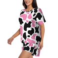 thumbnail image 2 of Rateoe Cow Spots Pattern Women's Short-Sleeved Pajama Set - 2 Piece Soft and Lightweight Sleepwear Set-Small, 2 of 7