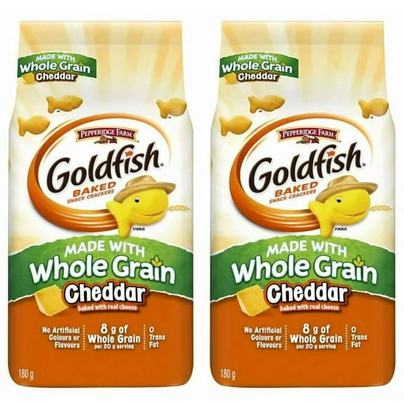 Goldfish Cheddar Crackers Made with Whole Grains, 180g (2 Pack)