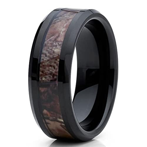 Camouflage Wedding Ring,Camouflage Tungsten Wedding Band,Black Wedding Ring,8mm Wedding Ring,Anniversary Ring,Engagement