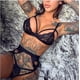 thumbnail image 1 of Conjunto de tres piezas con tirantes de tres puntos y explosiones europeas y americanas, ropa interior sexy con liga hueca, 1 of 5
