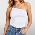 thumbnail image 2 of Women's One Shoulder Tops Thin Strap Tank Top Slimming Going Out Summer Camisole Trency Built in Bra Undershirts White S, 2 of 7