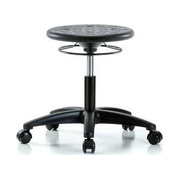 ECOM Seating Huron Polyurethane Stool - Desk Height,Casters in Black Polyurethane (IPDHSO-RG-RC-BLK)