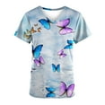 thumbnail image 4 of Up to 65 off!Lolmot Butterfly Scrubs for Women Comfortable Fit Durable Soft Stretch Breathable V-Neck Short Sleeve Shirts Workwear Nurse Uniforms Floral Tee Medical Scrub Tops with Pockets, 4 of 4