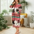 thumbnail image 5 of Yuyamidu Aztec Women Bath Robes Female Zipper Front Long Sleeves Bathrobe Cow Print Housecoat Nightgown Size S Ladies Lounge Dresses Christmas Mid-Length Pjs Sleepdress, Red, 5 of 7