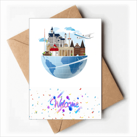 Landmark Journey Germany Plane Welcome Back Greeting Cards Envelopes Blank
