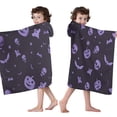 thumbnail image 4 of Purple Halloween Ghosts Skulls and Bats Hooded Bath Towel，50"x30" for Ages 3 To 12 Kids, Quick Dry Lightweight Soft Microfiber Hood Beach Towel Cover Up for Kids, 4 of 7