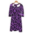 thumbnail image 6 of Purple And Black Cheetah Print Womens Summer Dress Tie Back A Line Flare Dress, 6 of 9