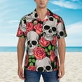 thumbnail image 4 of Bixox Men's Hawaiian Shirts Men's Skull and Roses Print Short-Sleeve Shirt-XX-Large, 4 of 8