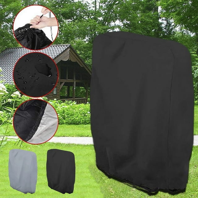 POINTERTECK Housse de Chaise Pliante d'Extérieur à Gravité Zéro 43 x 28 Pouces, Imperméable, Résistante aux UV, Housses de Chaise Pliante Antipoussière, Résistantes aux Intempéries, pour Pelouse, Patio, Jardin (Noir Gris)