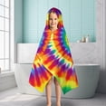 thumbnail image 6 of Rainbow Tie Dye Spiral Layer Pattern Hooded Bath Towel，50"x30" for Ages 3 To 12 Kids, Quick Dry Lightweight Soft Microfiber Hood Beach Towel Cover Up for Kids, 6 of 7