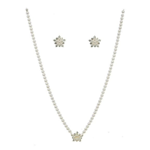 Fashion Jewelry Set Silver Plating Pearl Oval Necklace Earrings Set