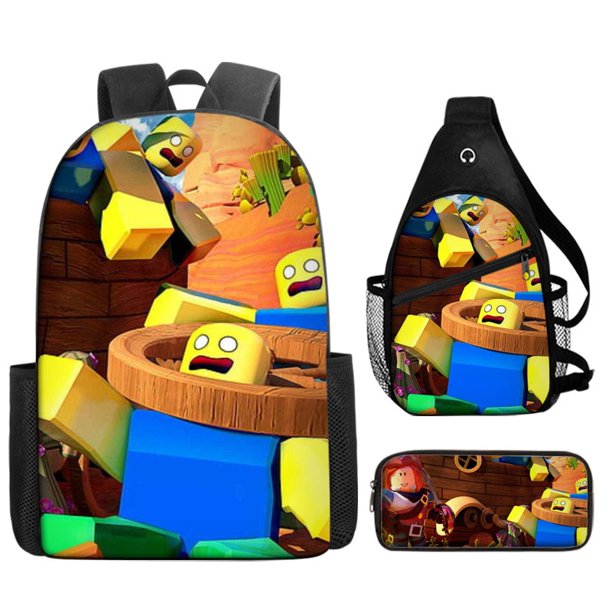 Conjunto de tres piezas de ROBLOX Roblox My Virtual World, mochila escolar para estudiantes de primaria y secundaria, estuche para lápices