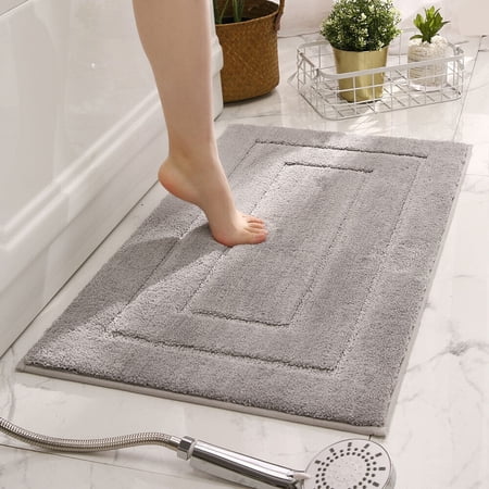 TOPCHANCES Bathroom Rug Bath Mat, Soft Absorbent Bathroom Mat, Fluffy Shaggy Bath Rug ( 50x80cm, Light Gray )