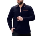 thumbnail image 2 of Aimik Hanes Up to 65% off Clearance Mens Casual Slim Fit Polo Shirt Tops Lightweight Longsleeve Basic Designed 1/4 Zip Shirts-Navy XXXXXL, 2 of 6