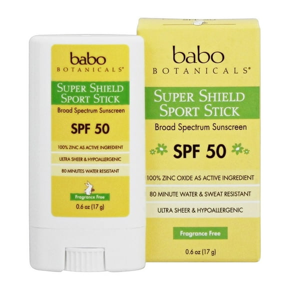 Babo Botanicals - Super Bouclier Sport Bâton Parfum Libre 50 SPF - 0,6 oz.