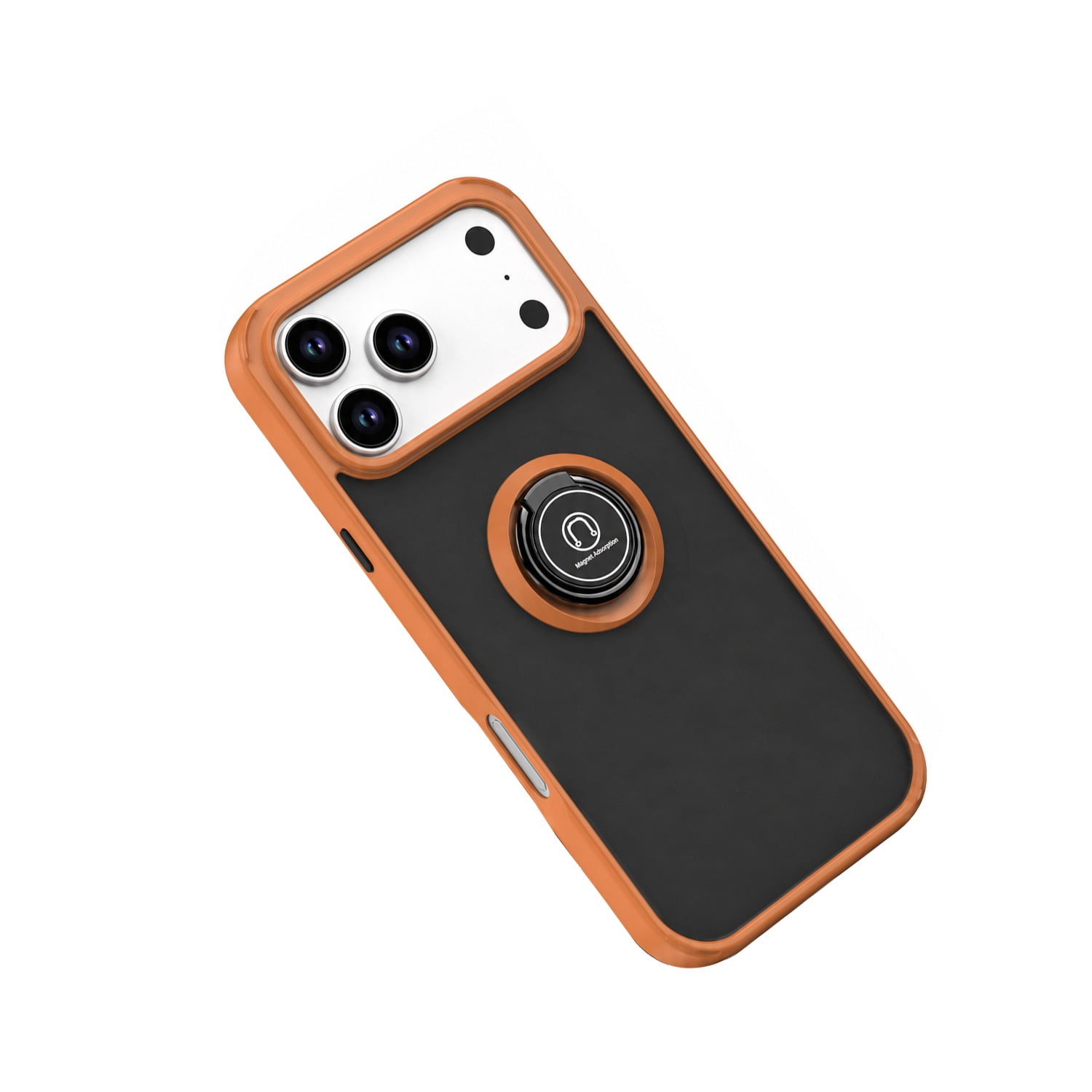 Shockproof PC Back TPU Frame Case with Ring Grip for iPhone 17 Pro Max - Orange