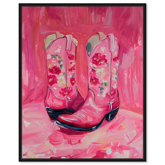 Cowgirl Boots Canvas Fashion Art by Art Remedy, Black Frame, 16" x 20"