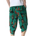 thumbnail image 5 of Lilgiuy Men Casual Fashion Floral Printing Mid Waist Capris Pants Harlan Pants for Gym Workout Athletic Training, 5 of 5