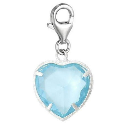 Birthday Heart Charm Pendant Clip-on March Birthday Heart Dangle Pendant for European Clip on Charm Jewelry w/ Lobster Clasp ()