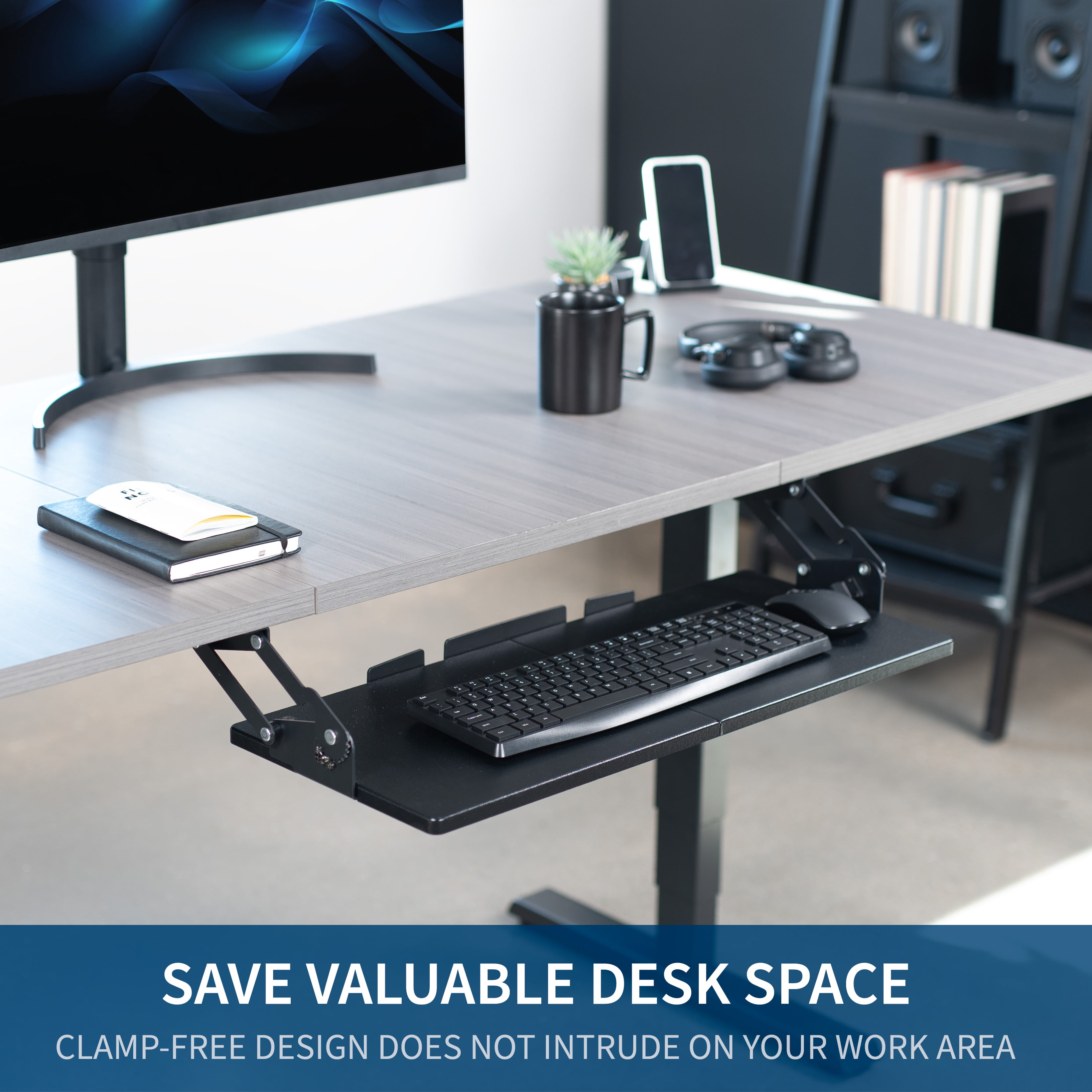 VIVO Black Extra Sturdy Under Desk Keyboard Tray with Swinging Height Adjustment