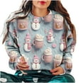 thumbnail image 6 of Tdoqot Christmas Sweatshirts for Women Snowman 3D Print Winter Shirts Plus Size Crew Neck Casual Long Sleeve Soft Gift Tops Blue Size 5XL, 6 of 6