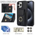 thumbnail image 4 of Allytechgroup iPhone 12 Pro Max Case with Wallet, Ring Holder Stand Cards Slots Cash Pocket Drop Protection Retro Leather Case for Girls Women for Apple iPhone 12 Pro Max, Black, 4 of 8