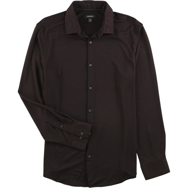 Alfani Mens Heathered Stretch Button Up Shirt, Red, Medium